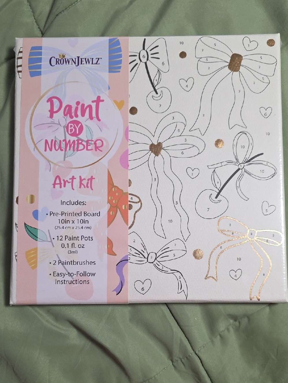 Crown Jewlz Paint By Number Art Kit- Bow Designs & Gold Accents